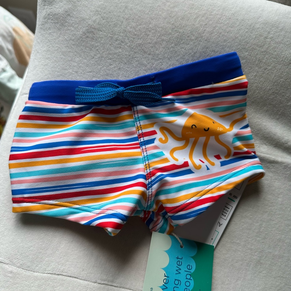 Colorful Striped Kids Swim Trunks